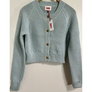 New Solid & Striped Brand Carly Cropped Cardigan Powder Blue Size LARGE $268